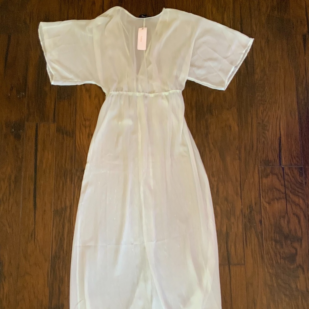 AAKAA Front Tie Caftan Dress. Color Mint And Silver. Size Small.